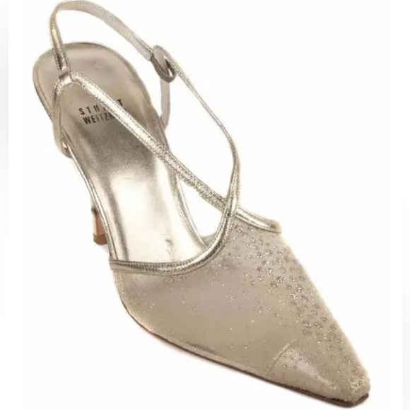 STUART WEITZMAN GLITTER SLING BACK HEELS NWOT - Picture 3 of 17